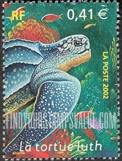 FindYourStampsValue: Marine Life: Sea turtle (tortue luth), vertical