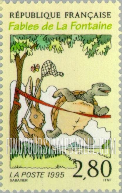 FindYourStampsValue: Fables of Jean de la Fontaine (1621-95): The Tortoise and the Hare