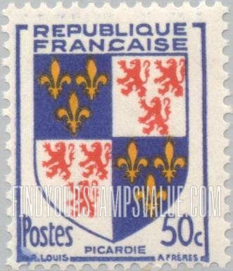 FindYourStampsValue: Arms of Picardy: Arms Type of 1949