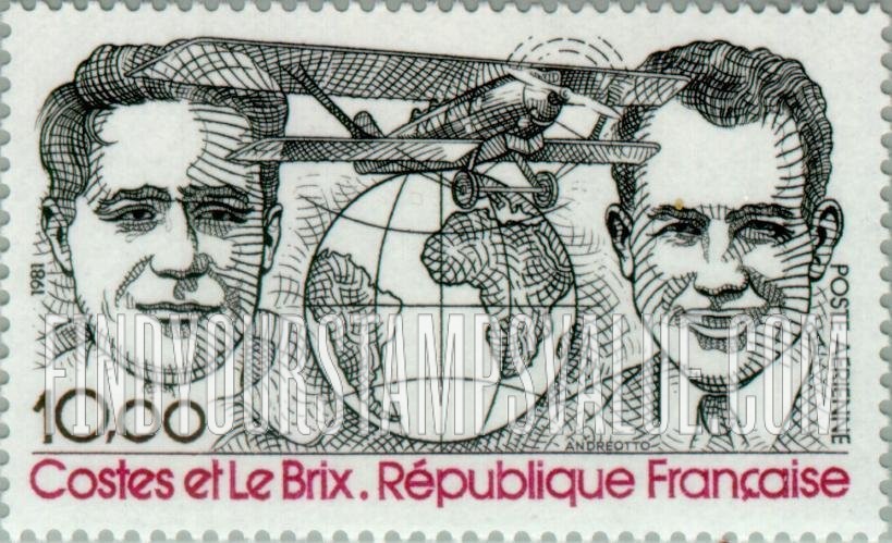 FindYourStampsValue: AIR POST - Dieudonné Costes and Joseph Le Brix and their Breguet Bi-plane