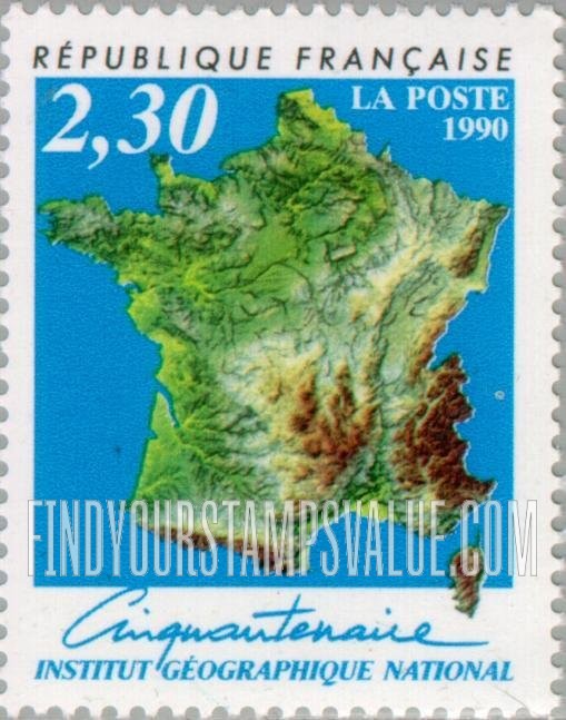 FindYourStampsValue: National Institute of Geography, 50th anniversary