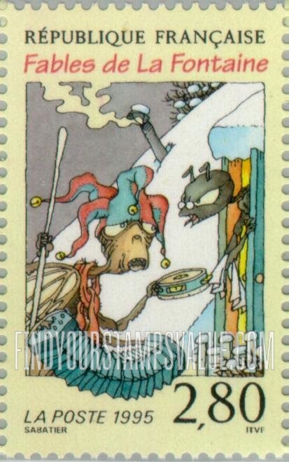 FindYourStampsValue: Fables of Jean de la Fontaine (1621-95): The Grasshopper and The Ant