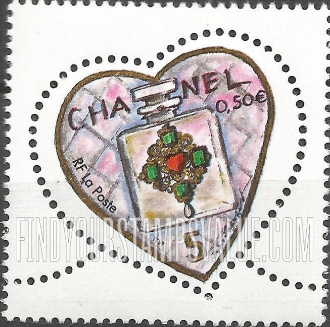 FindYourStampsValue: Hearts: Chanel Nomber 5 perfume bottle