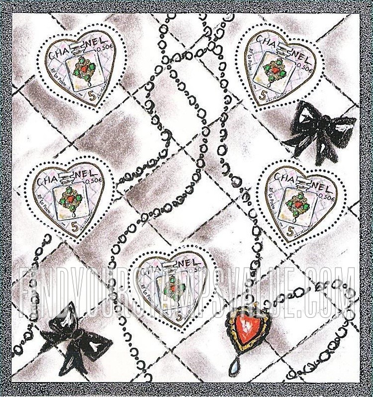 FindYourStampsValue: Hearts: Chanel Nomber 5 perfume bottle