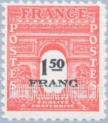 FindYourStampsValue: Arc de Triomphe Type of 1944