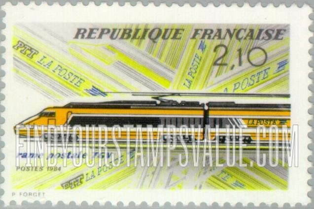 FindYourStampsValue: High-speed Train Mail Transport: Electric train, Paris-Lyon