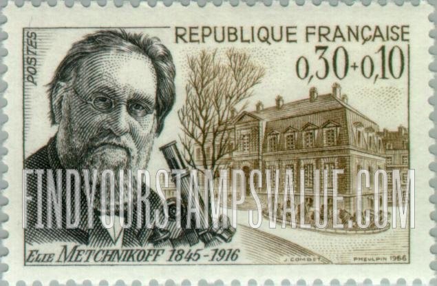 FindYourStampsValue: SEMI-POSTAL - Elie Metchnikoff, microscope and Pasteur Institute