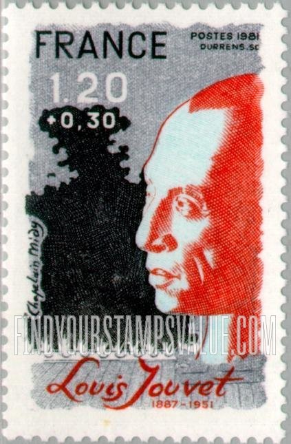 FindYourStampsValue: SEMI-POSTAL - Louis Jouvet (1887-1951), theater director
