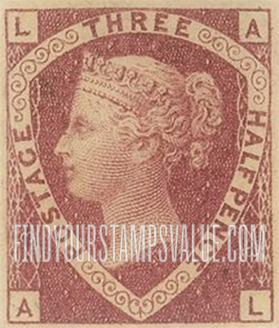 FindYourStampsValue: Great Britain (United Kingdom): Queen Victoria - Three Halfpence