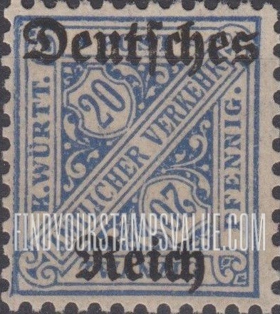 FindYourStampsValue: WURTTEMBERG OFFICIAL - Numeral Value: Official Stamps of 1906-19 Overprinted