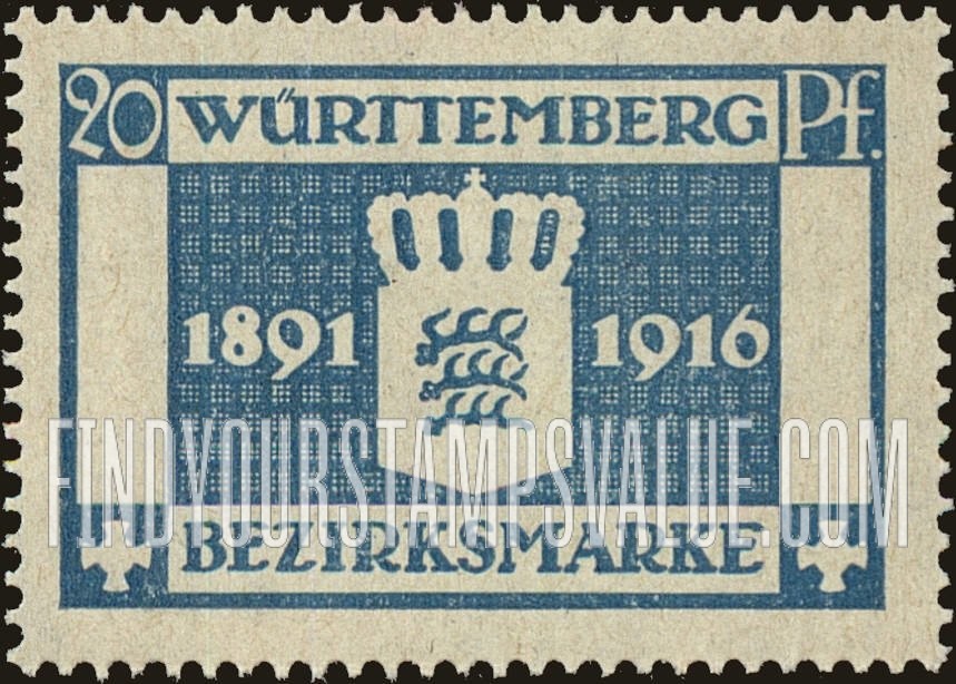 FindYourStampsValue: WURTTEMBERG OFFICIAL - 25 Year Jubilee