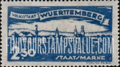 FindYourStampsValue: WURTTEMBERG OFFICIAL - View of Stuttgart