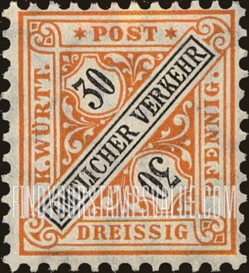 FindYourStampsValue: WURTTEMBERG OFFICIAL - Numeral Value