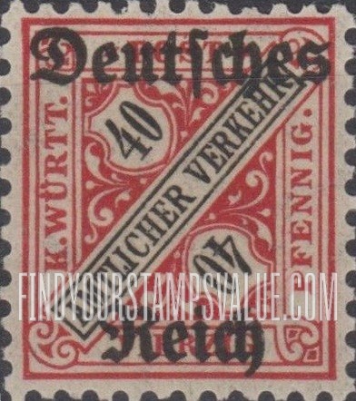 FindYourStampsValue: WURTTEMBERG OFFICIAL - Numeral Value: Official Stamps of 1906-19 Overprinted