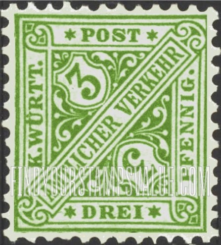 FindYourStampsValue: WURTTEMBERG OFFICIAL - Numeral Value