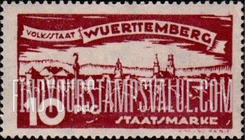 FindYourStampsValue: WURTTEMBERG OFFICIAL - View of Stuttgart
