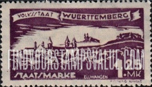 FindYourStampsValue: WURTTEMBERG OFFICIAL - View of Ellwangen