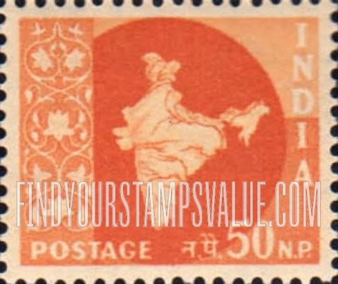 FindYourStampsValue: Republic of India: Map of India - भारत गणराज्य: भारत का नक़्शा