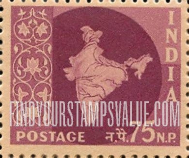 FindYourStampsValue: Republic of India: Map of India - भारत गणराज्य: भारत का नक़्शा