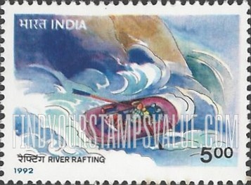 FindYourStampsValue: Republic of India: River rafting - भारत गणराज्य: रिवर राफ़्टिंग
