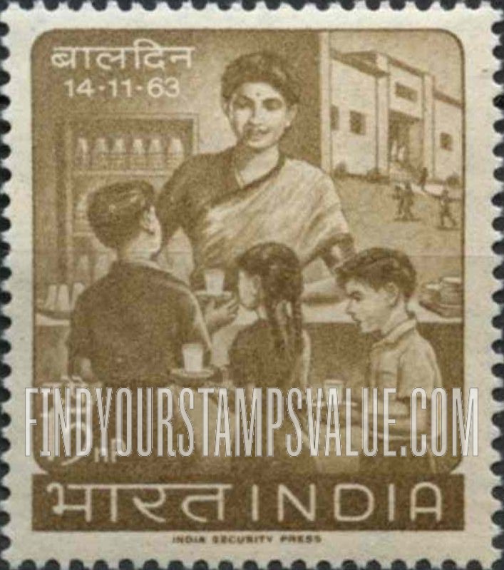 FindYourStampsValue: Republic of India: School lunch - भारत गणराज्य: स्कूल का लंच