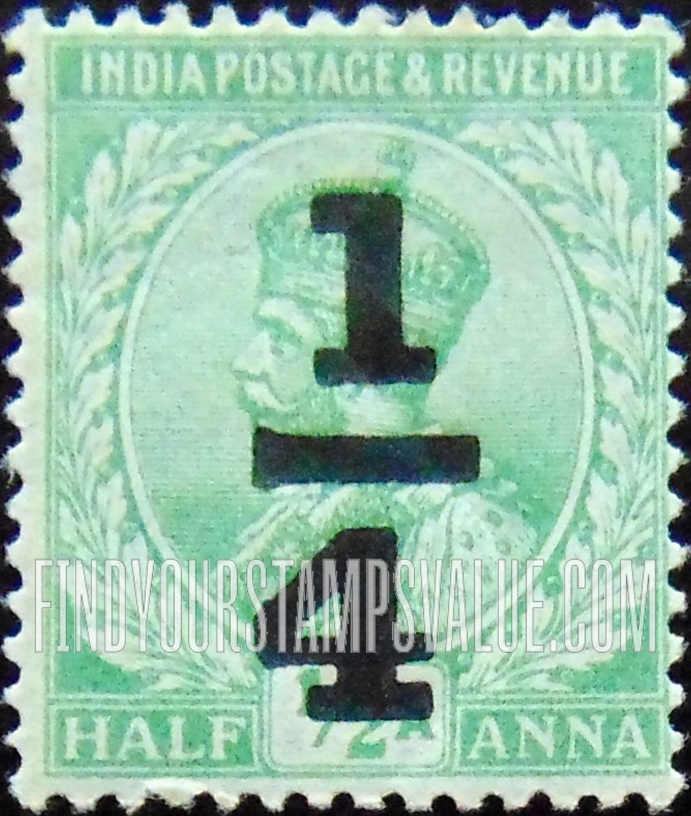 FindYourStampsValue: Empire: King George V, Surcharged - साम्राज्य: राजा जॉर्ज पंचम, सरचार्ज