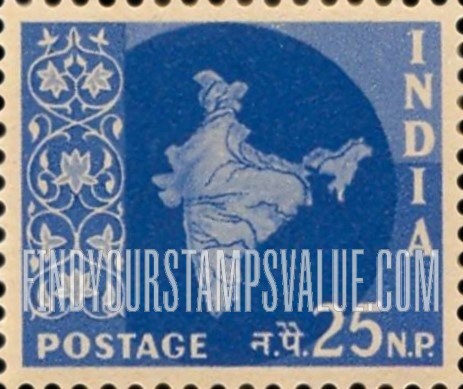 FindYourStampsValue: Republic of India: Map of India - भारत गणराज्य: भारत का नक़्शा