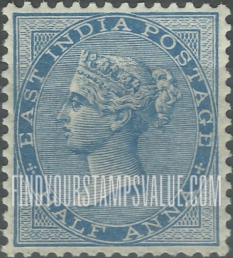 FindYourStampsValue: East India Company: Queen Victoria, Diadem includes Maltese Crosses - ईस्ट इंडिया कंपनी: महारानी विक्टोरिया, माल्टीज़ क्रॉस वाला मुकुट