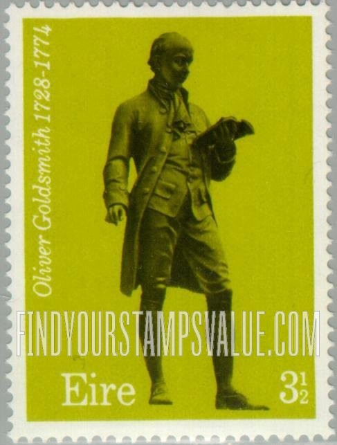 FindYourStampsValue: Oliver Goldsmith, by John Henry Foley: Europa Issue