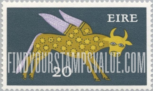 FindYourStampsValue: Winged Ox from Lichfield Gospel Book: Types of 1968-69
