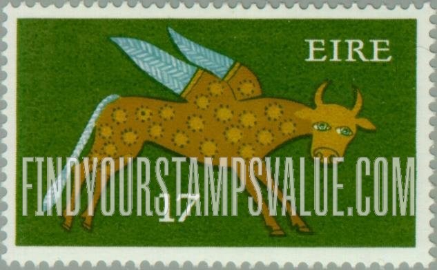 FindYourStampsValue: Winged Ox from Lichfield Gospel Book: Types of 1968