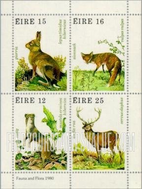 FindYourStampsValue: Irish Ermine, Irish hare, Fox and Red deer