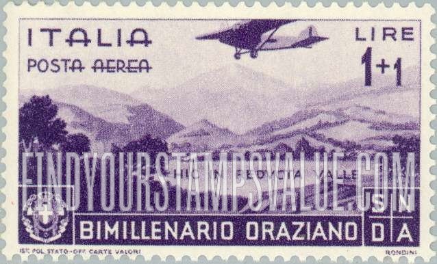 FindYourStampsValue: AIR POST - Quintus Horatius Flaccus Type of Postage: Monoplane over valley