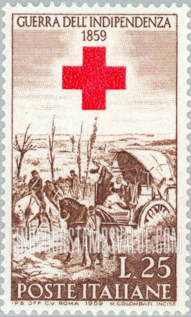 FindYourStampsValue: “After the Battle of Magenta” by Fattori and Red Cross, vertical