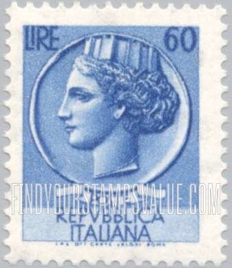 FindYourStampsValue: “Italia” after Syracusean Coin: Italia Type of 1953-54