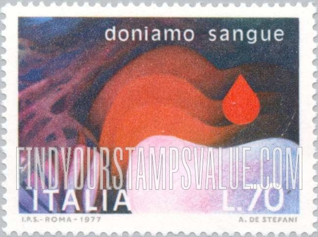 FindYourStampsValue: Blood donation symbolized