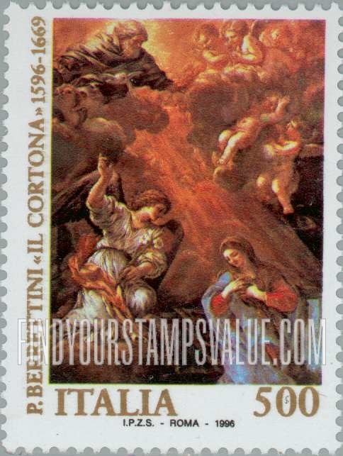 FindYourStampsValue: Annunciation, by Pietro da Cortona (1596-1669)