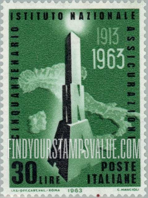 FindYourStampsValue: Map of Italy and  “INA” Initials