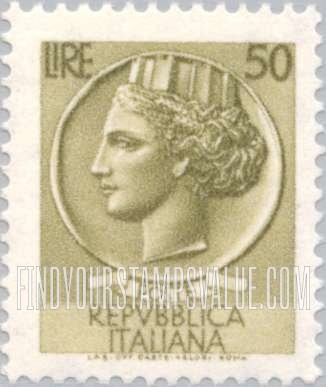 FindYourStampsValue: “Italia” after Syracusean Coin: Italia Type of 1953-54