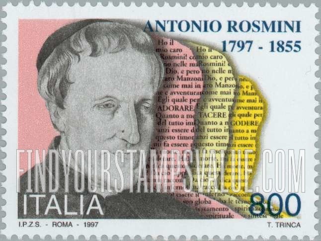 FindYourStampsValue: Antonio Rosmini (1797-1855), Priest, Philosopher