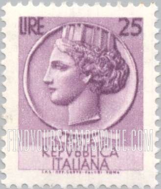 FindYourStampsValue: “Italia” after Syracusean Coin: Italia Type of 1953-54