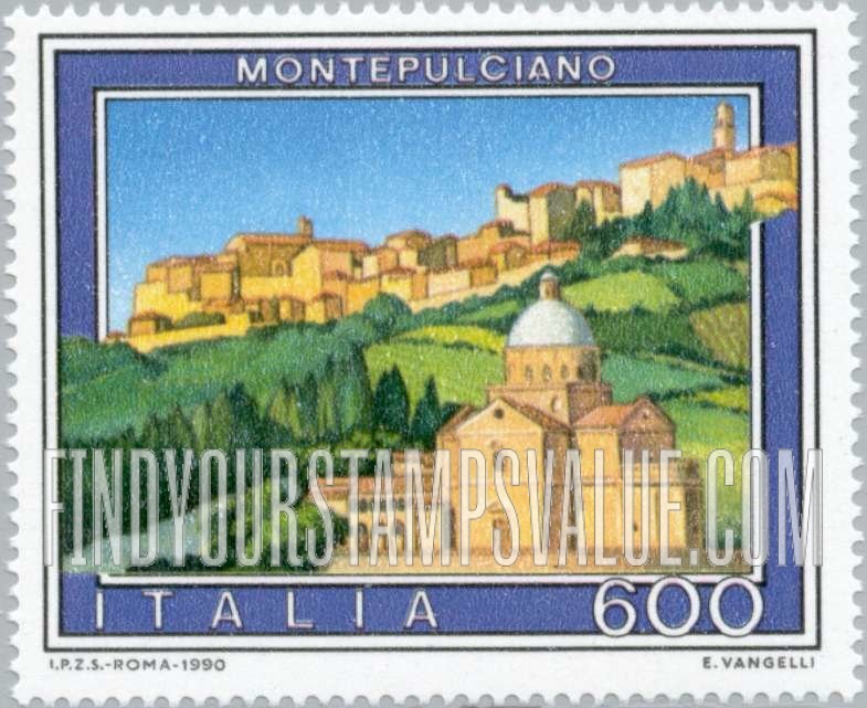 FindYourStampsValue: Tourist Type of 1974: Montepulciano