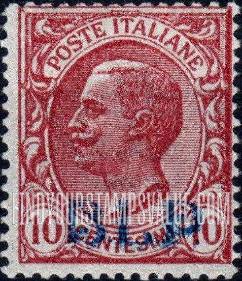 FindYourStampsValue: SEMI-POSTAL - King Victor Emmanuel III: Regular Issues of 1901-22 Overprinted in Red, Black, Blue, Brown or Orange