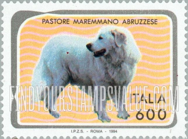 FindYourStampsValue: Dogs: Abruzzi sheepdog