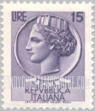 FindYourStampsValue: “Italia” after Syracusean Coin: Italia Type of 1953-54