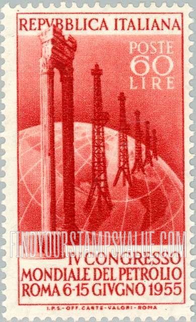 FindYourStampsValue: Oil Derrick and Old Roman Aqueduct