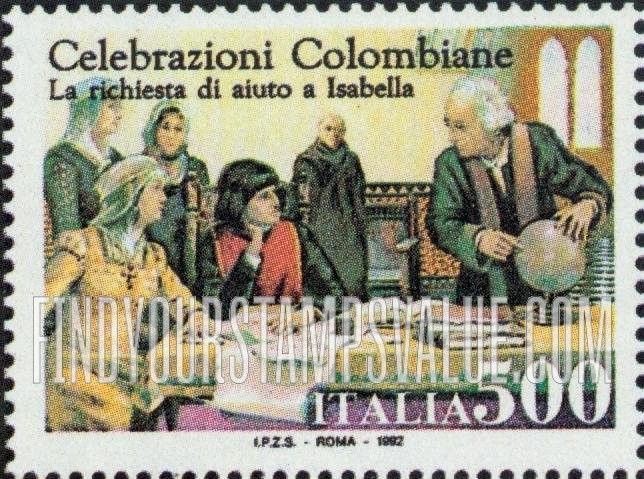 FindYourStampsValue: Discovery of America, 500th Anniversary: Columbus seeking Queen Isabella’s support