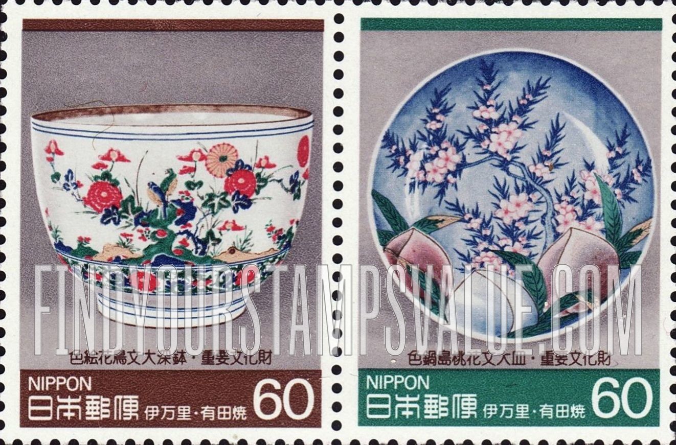 FindYourStampsValue: Imariyaki & Aritayaki Ceramic Ware - 色絵花鳥文大深鉢、重要文化財