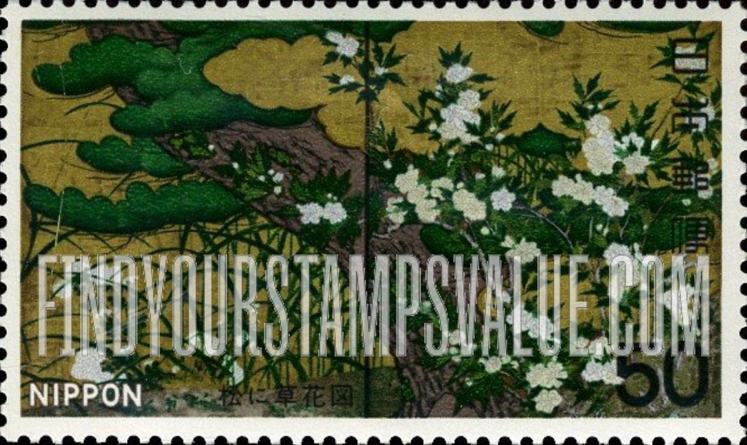 FindYourStampsValue: Pine and Flowers, Chishakuin Temple, Kyoto, 1591 - 松に草花図、智積院、京都