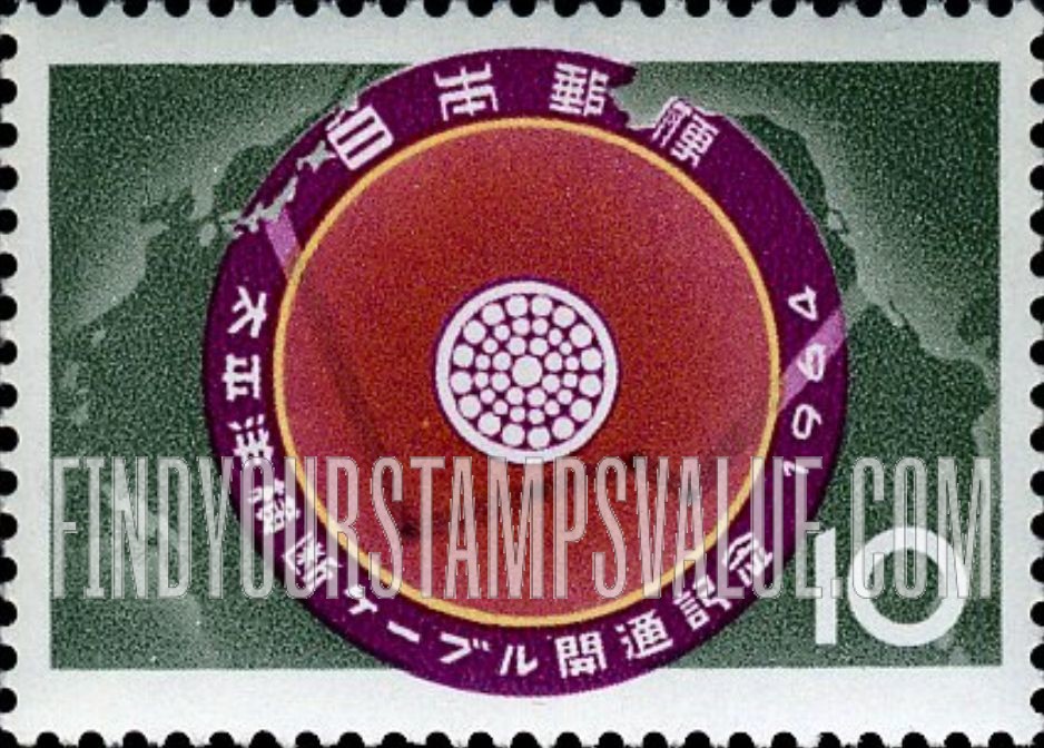 FindYourStampsValue: Cable Cross Section, Map of Pacific Ocean - ケーブル断面、太平洋の地図